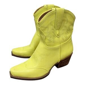 Circus Sam Edelman Josephina Western Boot Yellow 5.5 Ankle Heeled Cowboy Boho